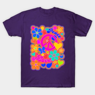 Colorful Hippie Trippy Retro Design T-Shirt